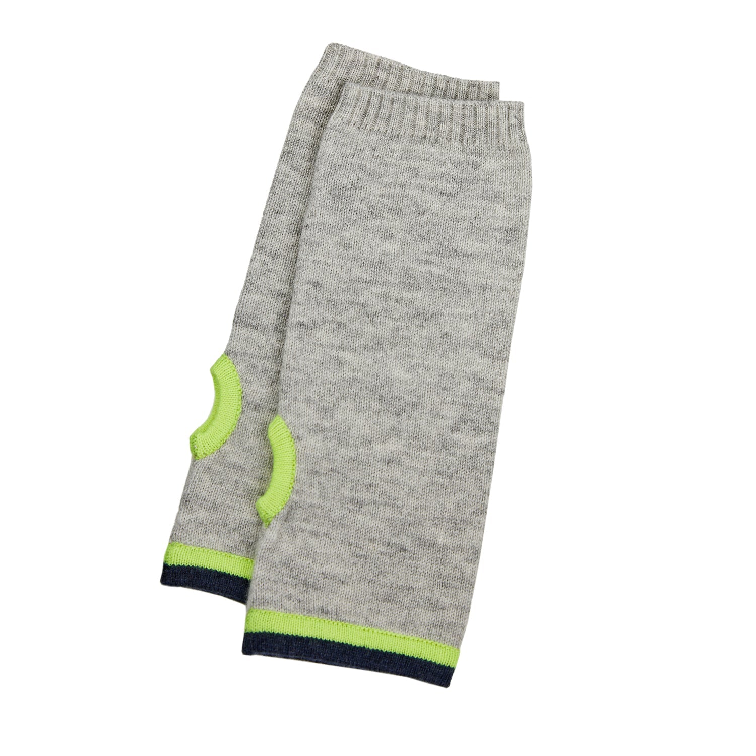 Renee Wrist Warmers Grey With Indigo & Neon Yellow - Rock the Jumpsuit