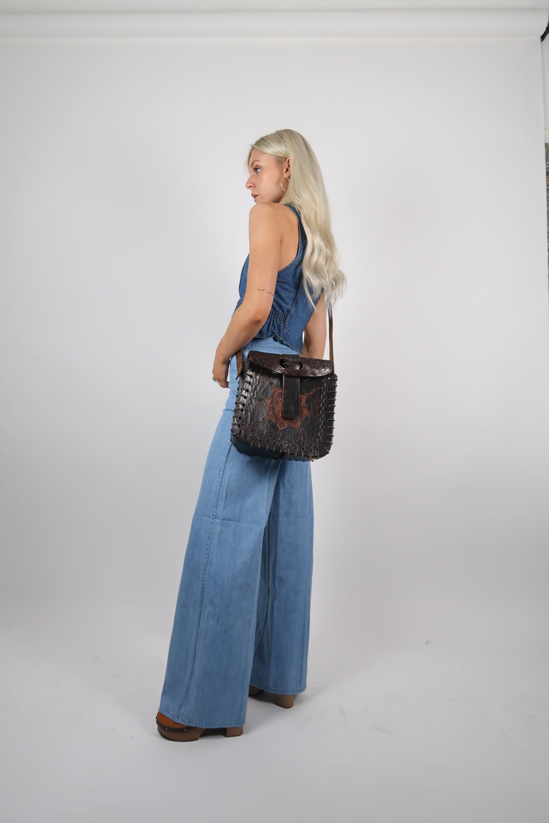 70s LEATHER SATCHEL BAG - Rock the Jumpsuit