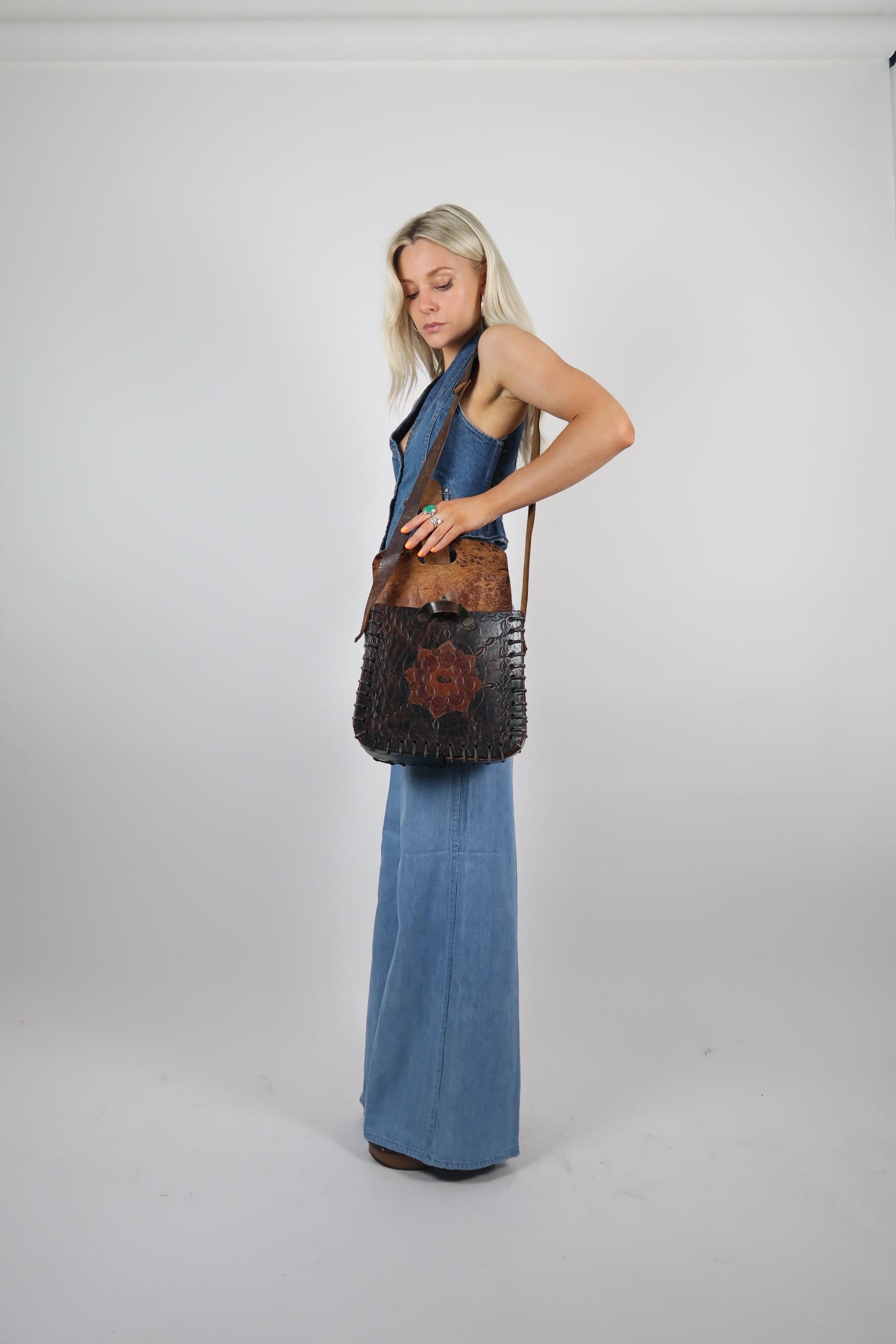 70s LEATHER SATCHEL BAG - Rock the Jumpsuit