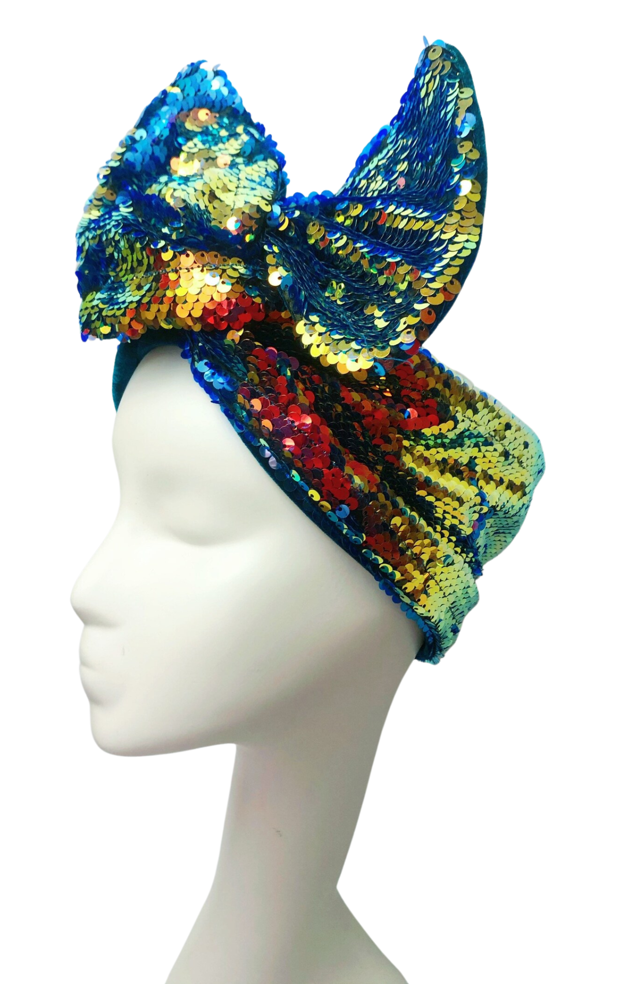 Blue & Gold Sequin Headwrap - Rock the Jumpsuit