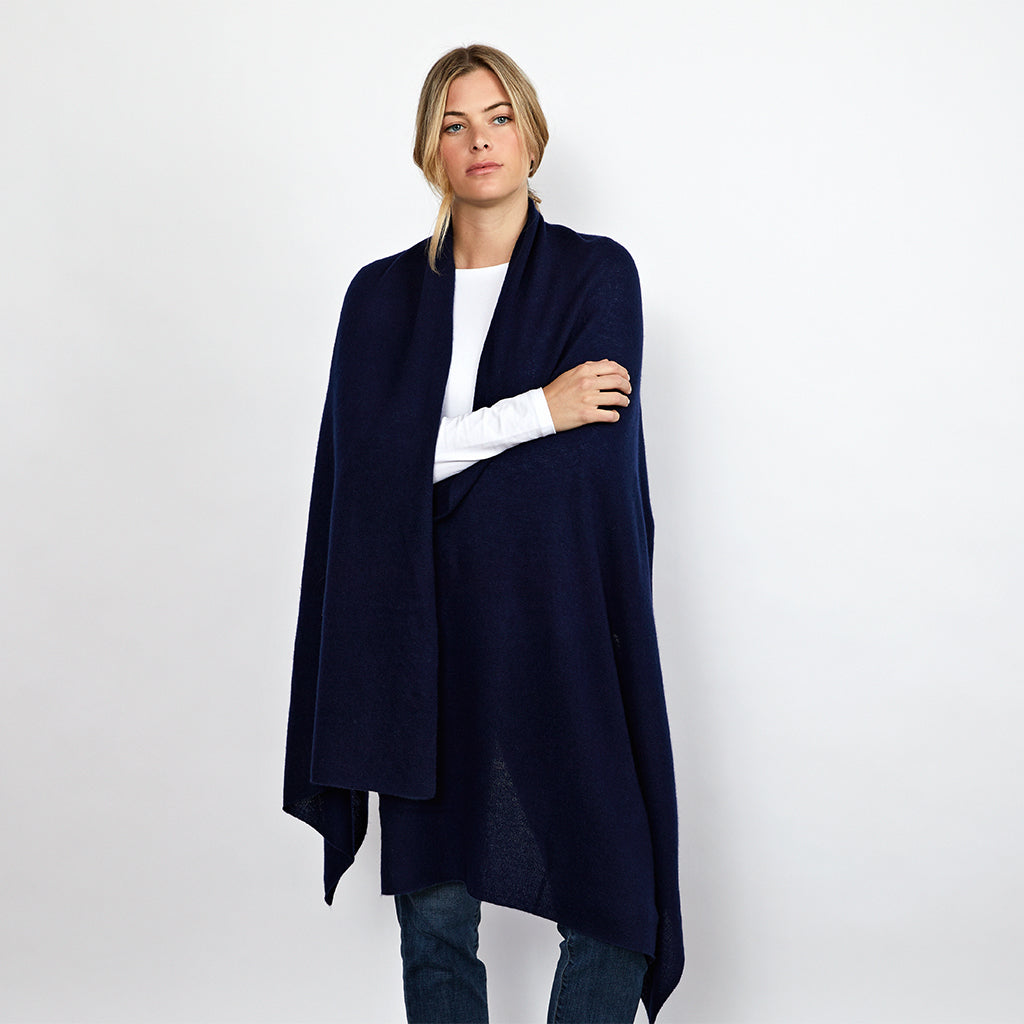 Lola Navy Cashmere Travel Wrap - Rock the Jumpsuit