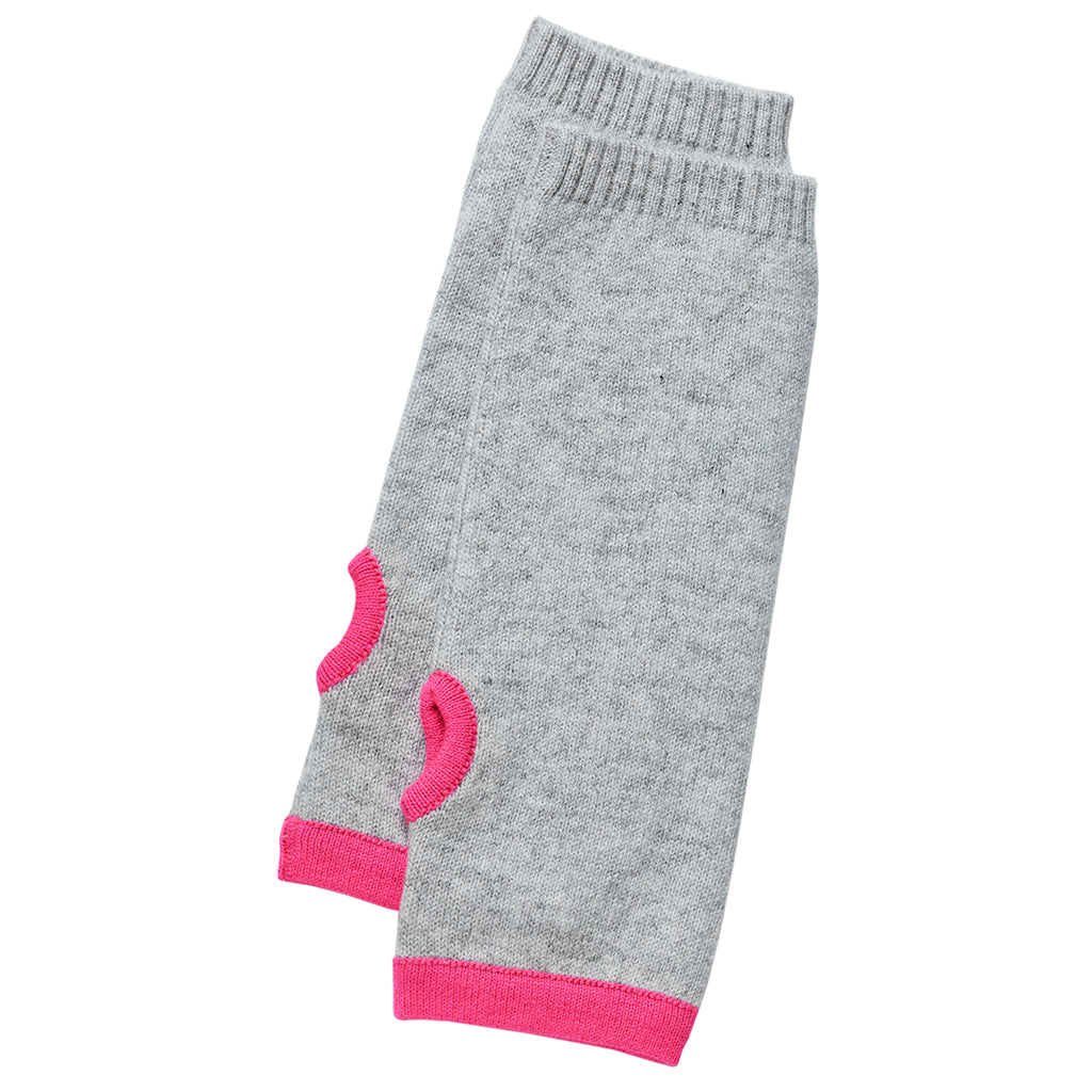 Cashmere Wrist Warmers Grey & Neon Pink - Rock the Jumpsuit