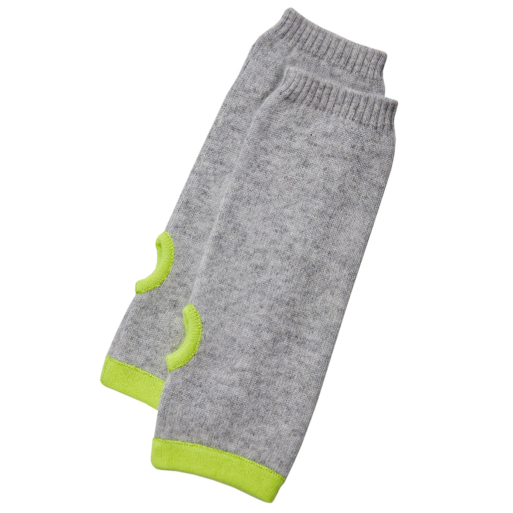 Cashmere Wrist Warmers Grey & Neon Yellow - Rock the Jumpsuit