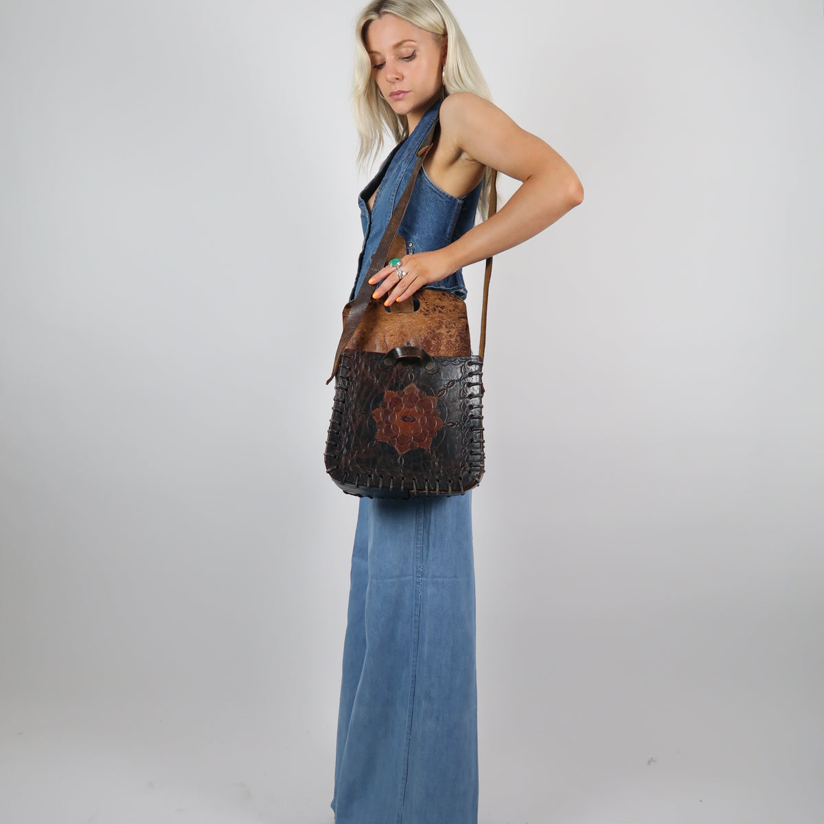 70s LEATHER SATCHEL BAG