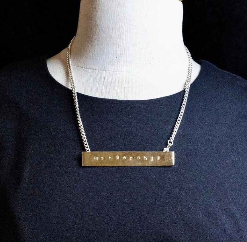 'ROCK IT' Brass Text Plate  with Silver chain - Rock the Jumpsuit